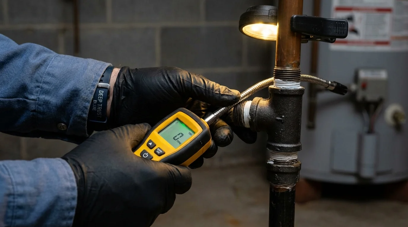 Gas leak detection with electronic sniffer by Johns Plumbing LLC in Brandenburg